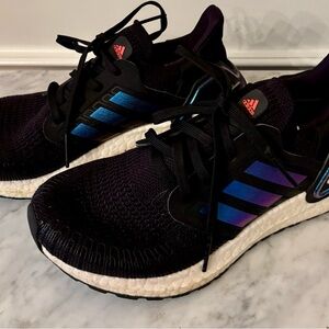 Adidas Kids UltraBOOST Black with Blue Stripes